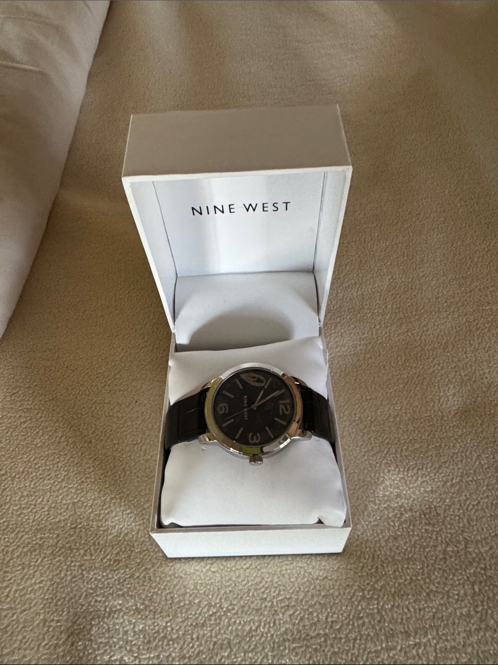 Nine West Black Dial Men's Watch with Silver Case